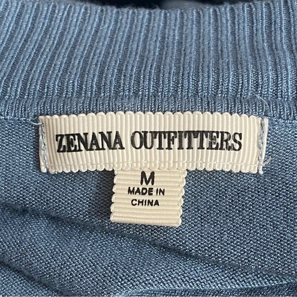 ZENANA open cardigan sweater two front pockets ribbed trim viscose nylon blend M - Picture 5 of 7